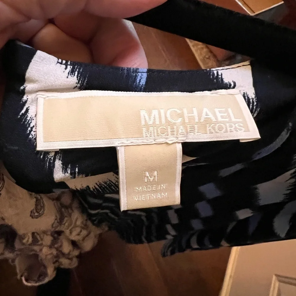 Michael Kors Blue and Black Long Sleeve Dress